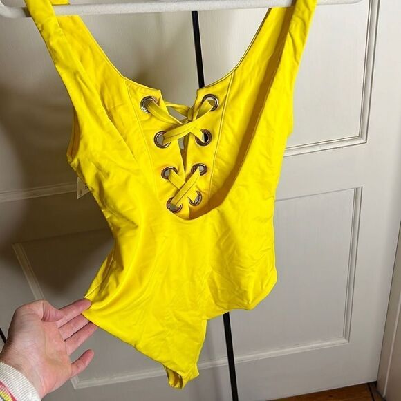 Dixperfect Women's Scoop Neck Lace Up High Cut Cheeky One Piece Swimwear Bathing - Picture 6 of 8